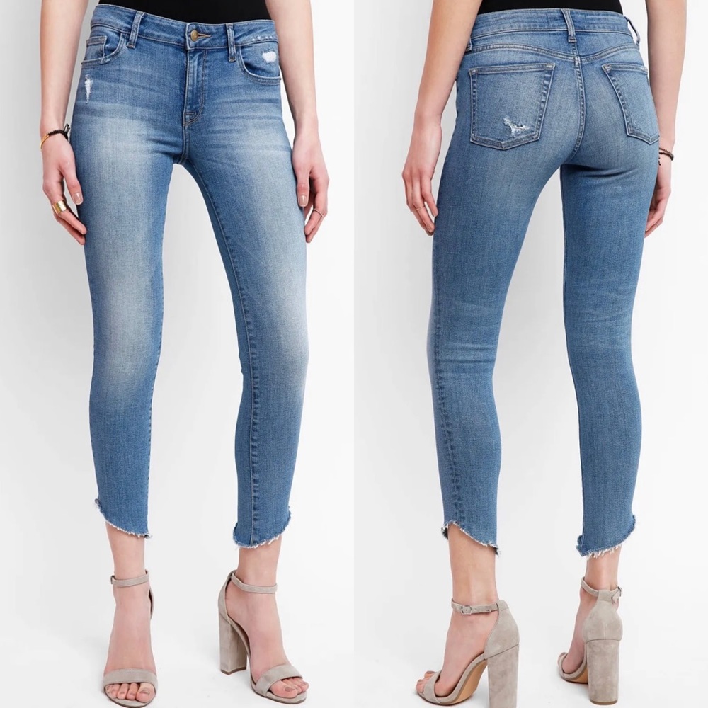 DL1961 Margaux Instasculpt ankle skinny jeans distressed size 26 acetate